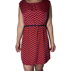 Red and Navy Chevron Sleeveless Mini Dress